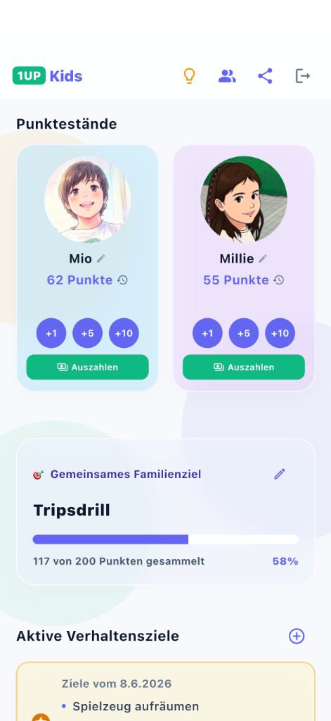 1UP Kid App Dashboard